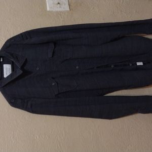 Casual bottom up,Collared long sleeve shirt,Navy blue